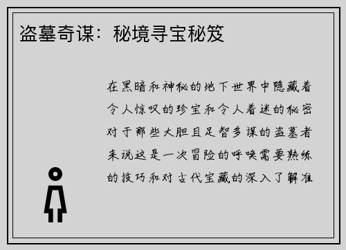盗墓奇谋：秘境寻宝秘笈
